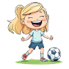 Cheerful Soccer Heroine Cartoon