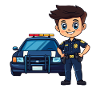 Police cartoon with patrol car