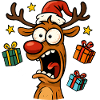 Renne drôle de Noël fou effrayé
