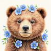 Blue Flower Bear Templates