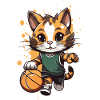 Kitten in basketball game