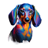 Colorful Dachshund Portrait Abstract Paint Brush