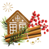 Gingerbread house with cinnamon sticks