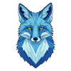 Blue Geometric Wolf Head