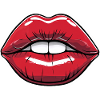 Kussmund Comic-Style Lippe Rot