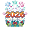 Feuerwerks- und Blumenfeier-Design 2026
