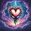 Ethereal hands hold floral heart