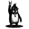 Rock Penguin With Metal Hand Sign