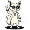 Rockiger Fuchs Mit Sonnenbrille Handzeichen