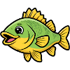 Süßer Flussbarsch Comic Fisch Bunt