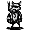 Rocking fox with sunglasses and skull