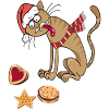 Christmas cat with hat and scarf