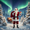 Nordlicht Santa im Winterwald