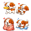Adorable and Tender Cartoon Puppies