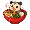 Opossum aux nouilles, ramen kawaii opossum