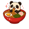 Panda with noodles ramen kawaii panda