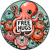 Octopus Free Hugs Round Patch