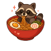 Raccoon with noodles Ramen kawaii raccoon