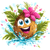 Tropical Coconut Cheerful Illustration