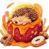 Cuddly hedgehog in a donut