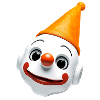 Clownengesicht mit Orangenhut