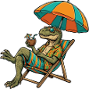 Beach dinosaur in tropical look