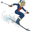 Woman on ski in the snow