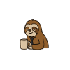 Elegant sloth with coffee - slogan