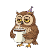 Katerfrühstück Eule mit Kaffee lustiger Hangover