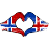 Norway Iceland Flag Hands Heart