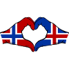 Norway Iceland Flag Hands Heart
