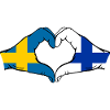 Sweden Finland Flag Heart Hands