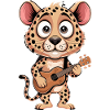Cute Leopard With Guitar Cartoon Music