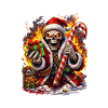 Fire Skeleton Santa with Candy Cane