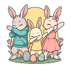 Dabbing Easter Bunnies, Cute Family