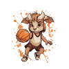 Goat dribbles basketball