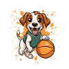 Basketballhund im Sprung