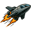 Cartoon Jet with Flame Propulsion