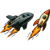 Rocket Sprint Cartoon Space