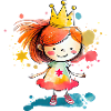 Kunterbunte Prinzessin Wasserfarben