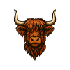 Red Highland Cattle Head Illustration