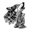 Indian warrior with howling wolf