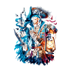 Skeleton pirate in lantern light