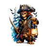 Singe pirate avec lanterne et épée