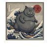 Chat Kaiju japonais 犬 Grosse Vague Hokusai