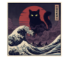 Giant Kaiju Cat Over Waves 巨猫怪獣現る