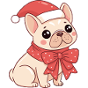 Festive Puppy with Hat and Bow