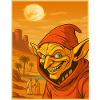 Leprechaun in the desert at sunset