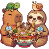 Ramen Noodle Buddies Capybara and Sloth