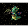 Cuddly dragon with treasure bag